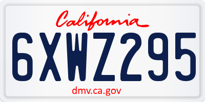 CA license plate 6XWZ295