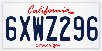 CA license plate 6XWZ296