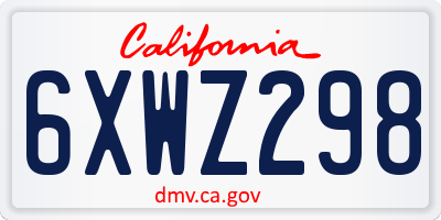 CA license plate 6XWZ298