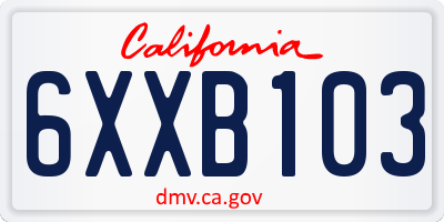 CA license plate 6XXB103