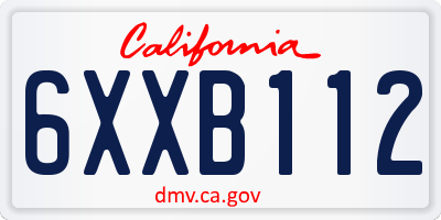 CA license plate 6XXB112
