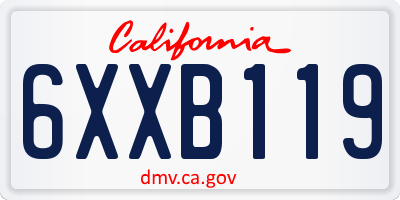 CA license plate 6XXB119
