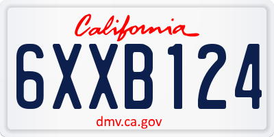 CA license plate 6XXB124