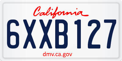 CA license plate 6XXB127