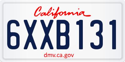 CA license plate 6XXB131
