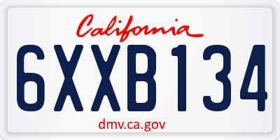 CA license plate 6XXB134