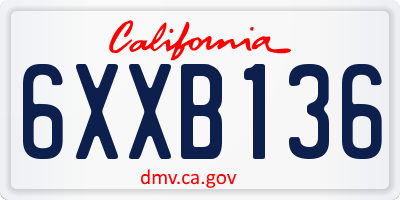 CA license plate 6XXB136