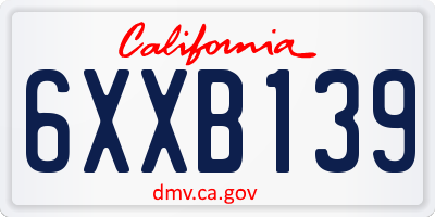 CA license plate 6XXB139