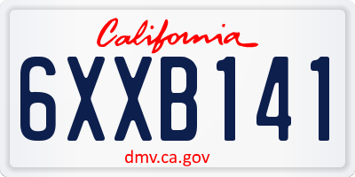 CA license plate 6XXB141