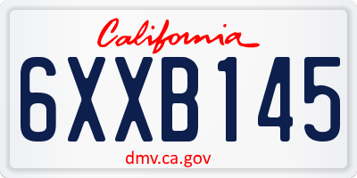 CA license plate 6XXB145