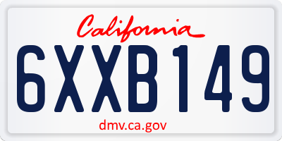 CA license plate 6XXB149
