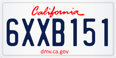 CA license plate 6XXB151