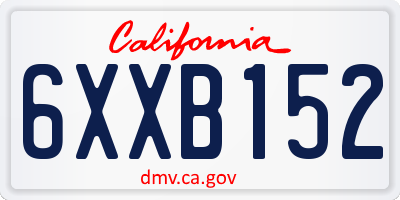 CA license plate 6XXB152