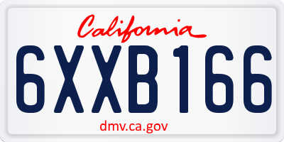 CA license plate 6XXB166