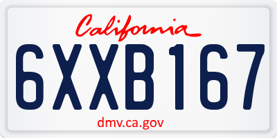 CA license plate 6XXB167