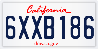 CA license plate 6XXB186