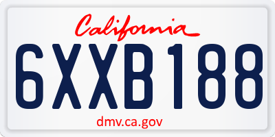 CA license plate 6XXB188