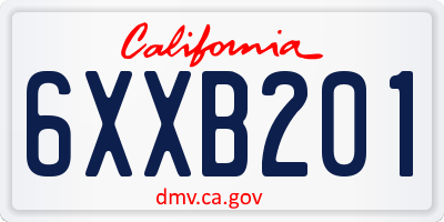 CA license plate 6XXB201