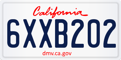 CA license plate 6XXB202