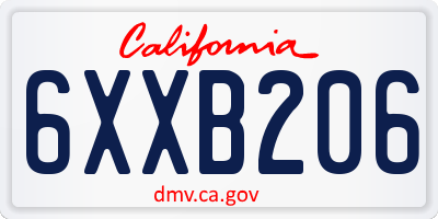 CA license plate 6XXB206