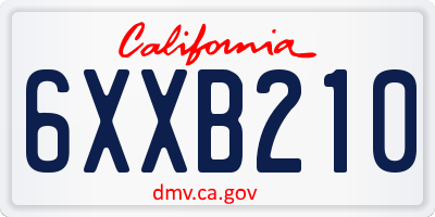CA license plate 6XXB210