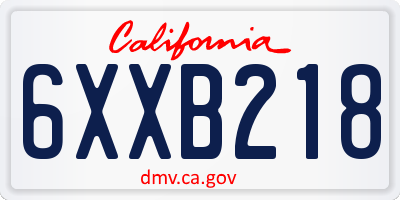 CA license plate 6XXB218