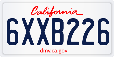 CA license plate 6XXB226