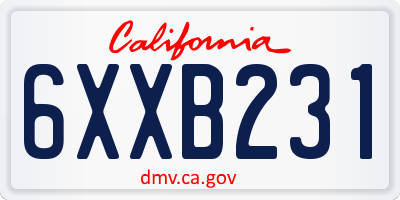 CA license plate 6XXB231