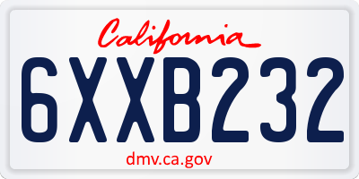 CA license plate 6XXB232