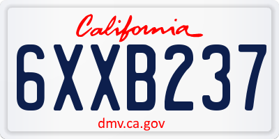CA license plate 6XXB237