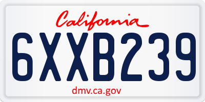 CA license plate 6XXB239