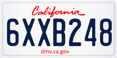 CA license plate 6XXB248