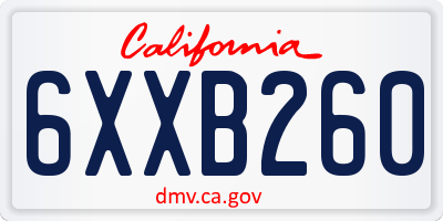 CA license plate 6XXB260