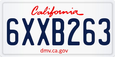 CA license plate 6XXB263