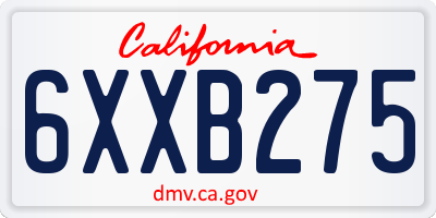 CA license plate 6XXB275