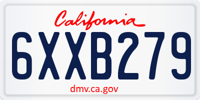 CA license plate 6XXB279