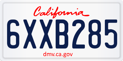 CA license plate 6XXB285