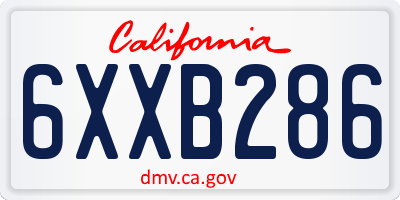 CA license plate 6XXB286