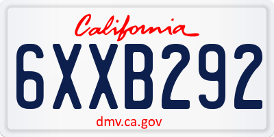 CA license plate 6XXB292
