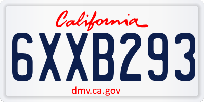 CA license plate 6XXB293