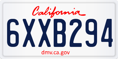 CA license plate 6XXB294