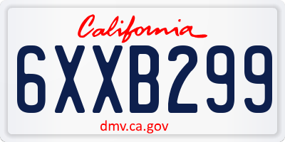 CA license plate 6XXB299