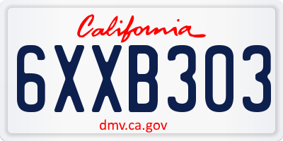 CA license plate 6XXB303
