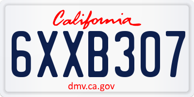 CA license plate 6XXB307