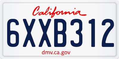 CA license plate 6XXB312