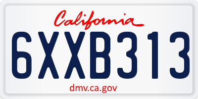 CA license plate 6XXB313