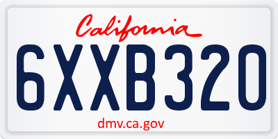 CA license plate 6XXB320