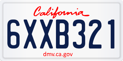 CA license plate 6XXB321