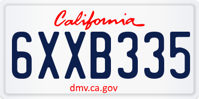 CA license plate 6XXB335