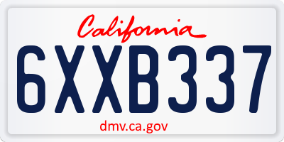 CA license plate 6XXB337